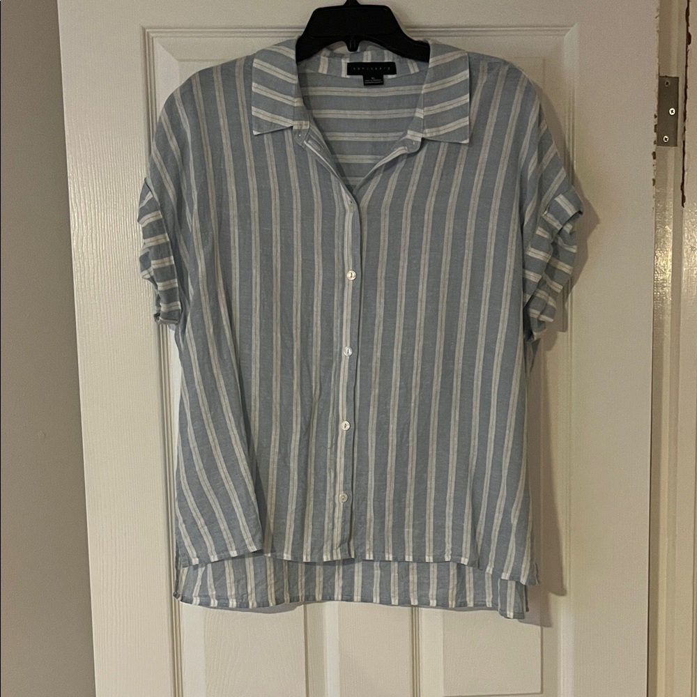 Sanctuary Light Blue and White Striped Top